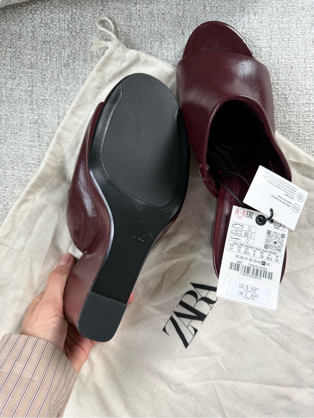 Zara Open-Toe Wedge Slides - Burgundy - Picture 13 of 13